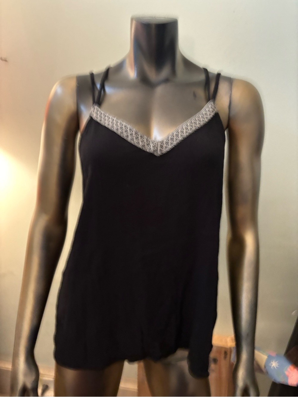 Black Lace-Trim Cami Top